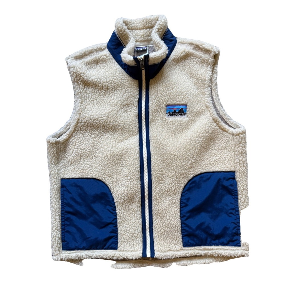 Patagonia Retro X Fleece Vest Kids Boys Girls Medium 10 Blue Sherpa